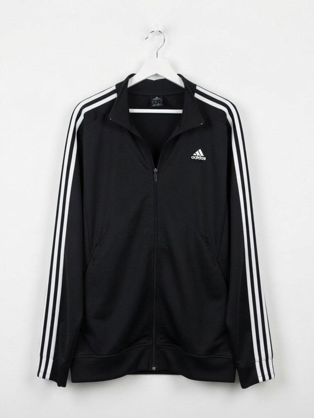 Adidas Men's Classic Black & White 3-Stripes Track Jacket